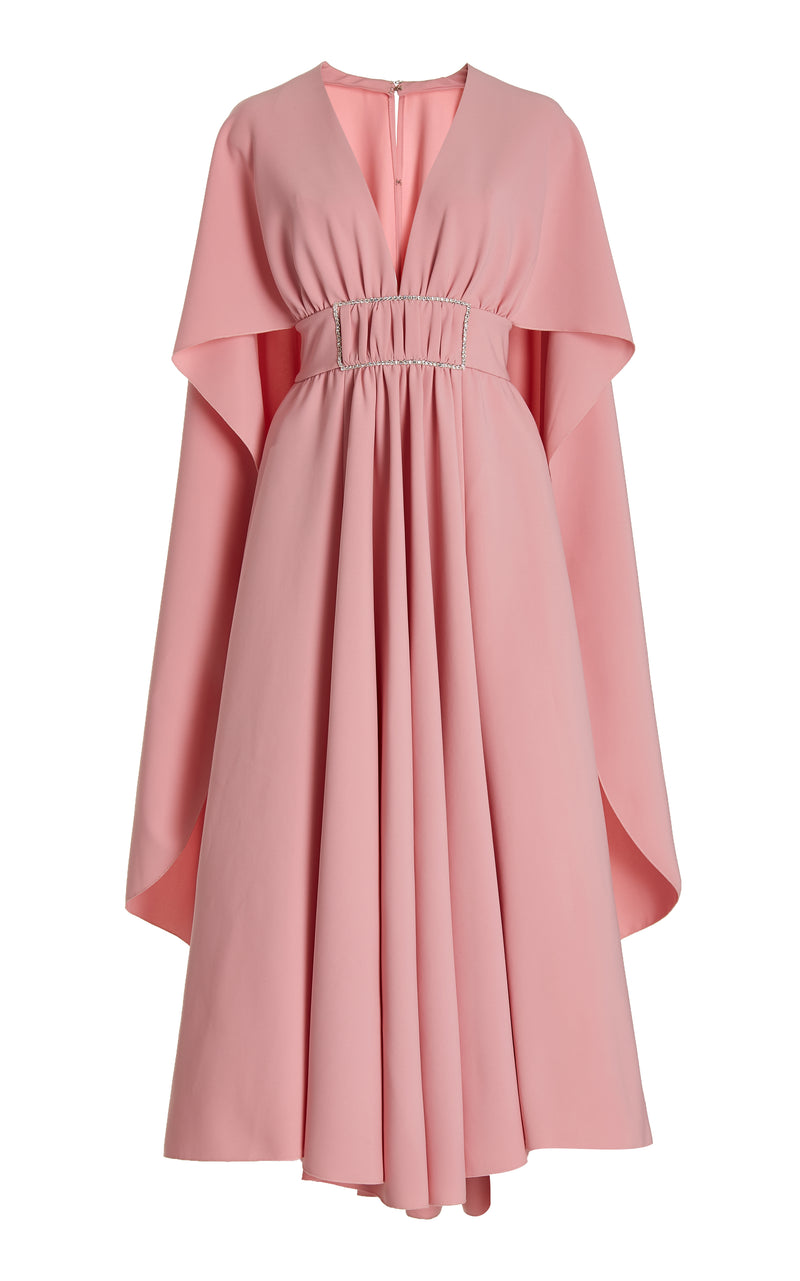 Pink Draped Dress With Cape And ...